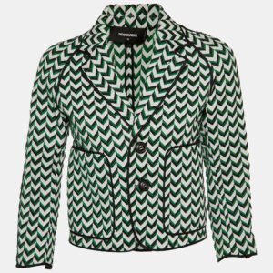 Dsquared2 Tricolor Chevron Pattern Cotton Blend Jacket S