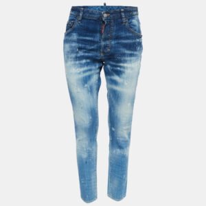 Dsquared2 Blue Washed & Distressed Denim Skinny Dan Jeans S