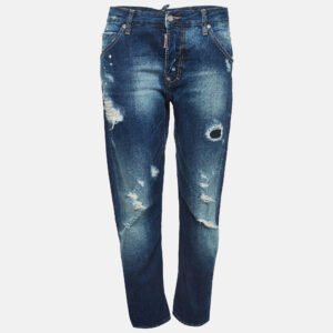 Dsquared2 Blue Distressed Denim Frayed Skinny Jeans M Waist 30"
