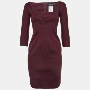 Dsquared2 Burgundy Cotton Knit Mini Dress M