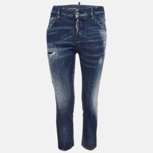 Dsquared2 Blue Distressed Denim Cropped Jeans S Waist 33"