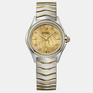 luxury-women-ebel-used-watches-p1152852-001 Ebel MOP 18K Yellow Gold Stainless Steel Wave 1216571 Quartz Women's Wristwatch 30 mm