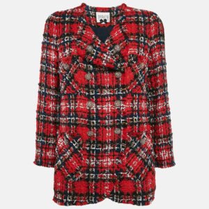 Edward Achour Paris Red Tweed Double Breasted Jacket M