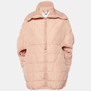 Elisabetta Franchi Peach/Orange Zip-Up Puffer Jacket S