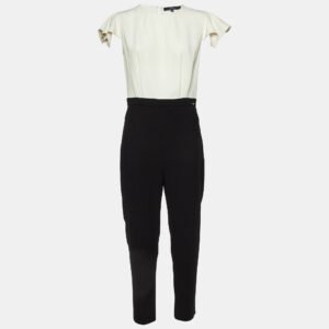 Elisabetta Franchi Monochrome Crepe Pleated Jumpsuit XL