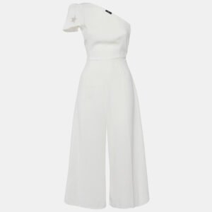 Elisabetta Franchi White Crepe One-Shoulder Jumpsuit S