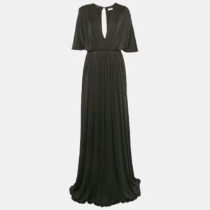 Elisabetta Franchi Black Jersey V-Neck Gown M