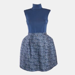 Elisabetta Franchi Blue Printed Jersey Mini Dress M