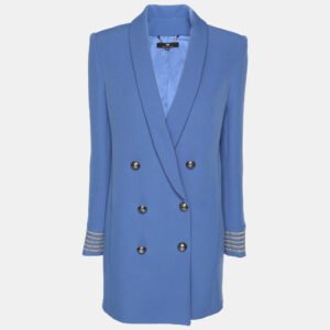Elisabetta Franchi Blue Crepe Double Breasted Blazer S