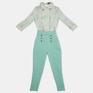 Elisabetta Franchi Blue/White Striped Crepe Detachable Jumpsuit S