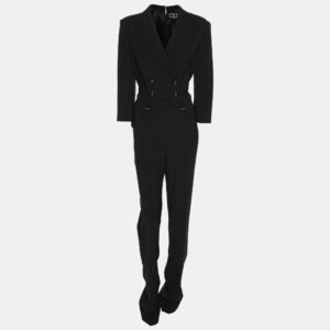 Elisabetta Franchi Black Crepe Double Breasted Jumpsuit M