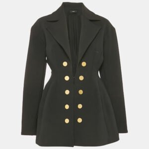 Ellery Black Gabardine Button Detail Coat S