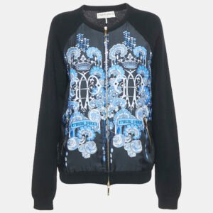 Emilio Pucci Multicolor Printed Silk and Cashmere Zip-Up Long Sleeve Jacket L