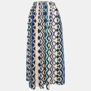 Emilio Pucci Multicolor Print Silk Maxi Skirt L