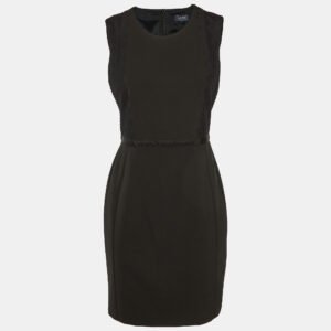 Emporio Armani Black Crepe & Lace Sleeveless Mini Dress M