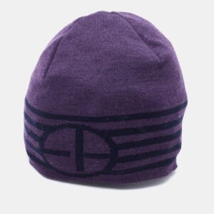 Emporio Armani Purple Striped Wool Beanie 56 cm