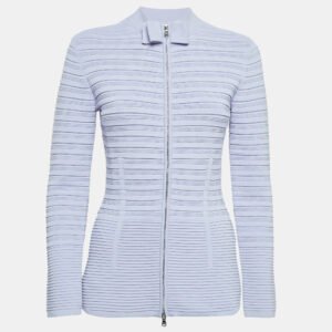 Emporio Armani Patterned Jersey Zip-Up High Neck Jacket M