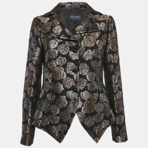 Emporio Armani Jeans Black Floral Jacquard Button Front Blazer M