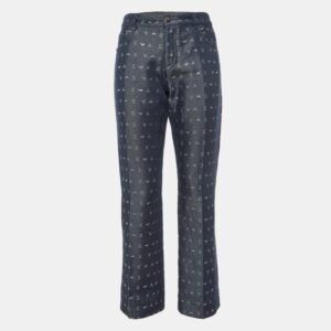 Emporio Armani Navy Blue Logo Lurex Detail Cotton J45 Regular Fit Jeans M/Waist 34"