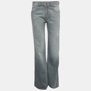 Emporio Armani Grey Washed Denim Wide Leg Jeans Waist 28"