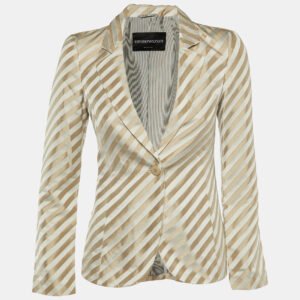emporio armani metallic diagonal striped sateen tailored jacket s