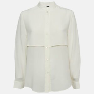 Emporio Armani Cream Silk Buttoned Shirt Blouse L