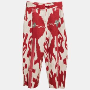 Emporio Armani Red Patterned Pleated Wide Leg Trousers S