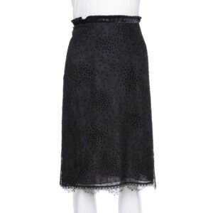 Emporio Armani Black Pleated Waist Detail & Floral Lace Short Skirt M