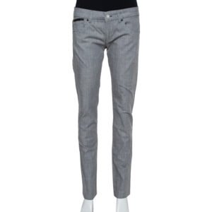 Emporio Armani Grey Cotton 5 Pocket Detail Tapered Leg Trousers L