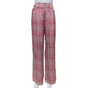 Emporio Armani Pink & Grey Printed Silk Palazzo Pants M