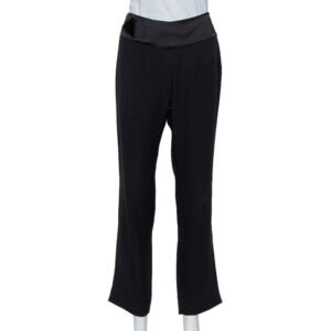 Emporio Armani Black Crepe Tapered Leg Trousers S