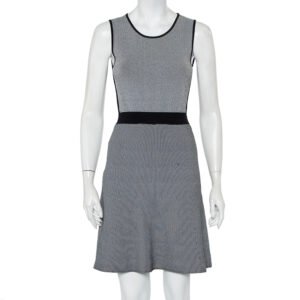 Emporio Armani Monochrome Patterned Knit Skater Dress S