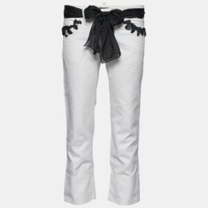 Emporio Armani White Denim Bandana Belted Jeans S Waist 31"