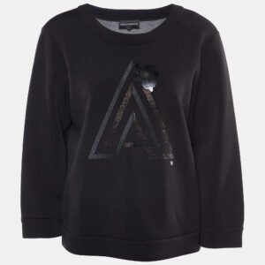 Emporio Armani Black Jersey A Embellished Sweatshirt L