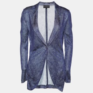 Emporio Armani Navy Blue Perforated Knit Blazer S