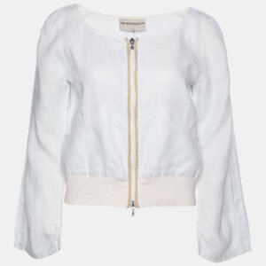 Emporio Armani Pale Blue Zip Up Cropped Jacket M