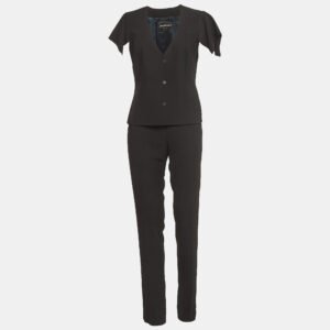 Emporio Armani Black Cotton Pique Pantsuit M