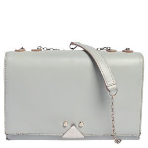 Emporio Armani Grey Leather Chain Shoulder Bag