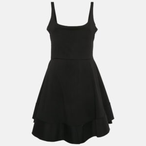 Esteban Cortazar Black Jersey Fit and Flare Mini Dress L