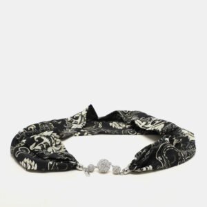 Etro Black/White Printed Silk Crystal Detail Neck Infinity Scarf