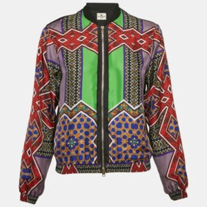 Etro Multicolor Printed Silk Zip-Up Jacket S