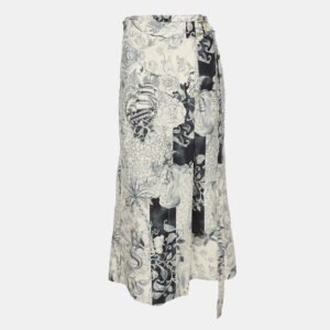 CH Carolina Herrera Navy Blue Jacquard Ruffled Jacket M