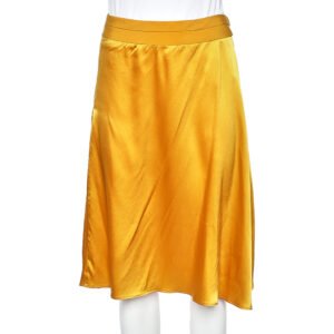 Etro Yellow Silk, Satin And Pleated Crepe Trim Skirt S