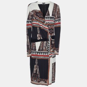 luxury-women-etro-used-clothes-p944999-001 Etro Black Paisley Print Jersey Faux Wrap Midi Dress L