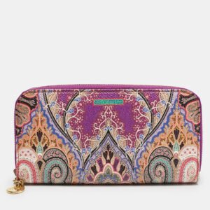 Etro Purple Printed Coated Canvas Zip Around Wallet