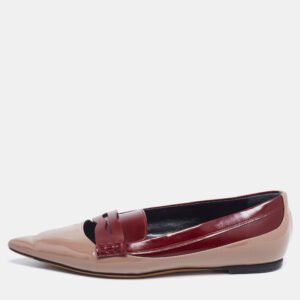Etro Brown/Burgundy Patent  and Leather  Slip On  Loafers Size 37