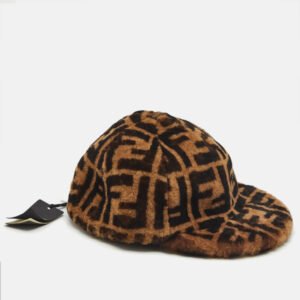 Fendi Brown Zucca Shearling Baseball Cap M