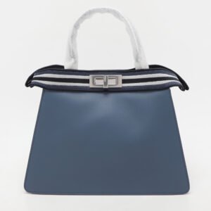 Fendi Blue Leather Medium Peekaboo Iseeu Top Handle Bag