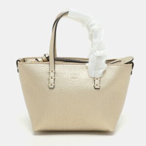 Fendi Gold Leather Selleria Mini Roll Tote
