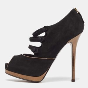 Stella McCartney Black Suede And Faux Leather Lace Up Sneakers Size 36